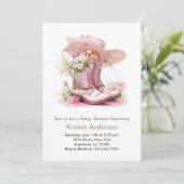 ブーツ&ハットアドベンチャー女性のカーボーイベビーシャワー 招待状 (スタンド正面)