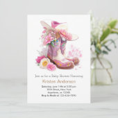 ブーツ&ハットウェスタン女性のカーボーイベビーシャワー 招待状 (スタンド正面)