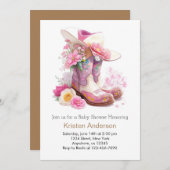 ブーツ&ハットウェスタン女性のカーボーイベビーシャワー 招待状 (正面/裏面)