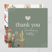 ブーツ&バブリーお祝いバースデーパーティー – ウェスタン サンキューカード (正面/裏面)