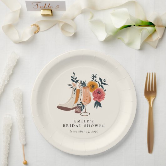 ブーツ&バブリーウェスタンブライダルシャワー ペーパープレート (ウェディング)