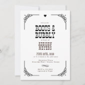 ブーツ&バブリーウェスタン女性のカーボーイブライダルシャワー 招待状 (正面)