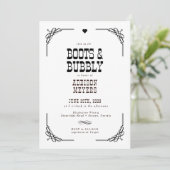 ブーツ&バブリーウェスタン女性のカーボーイブライダルシャワー 招待状 (スタンド正面)