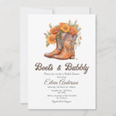 ブーツ&バブリーウェスタン女性のカーボーイブライダルシャワー 招待状 (正面)