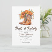 ブーツ&バブリーウェスタン女性のカーボーイブライダルシャワー 招待状 (スタンド正面)