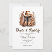 ブーツ&バブリーウェスタン女性のカーボーイブライダルシャワー 招待状 (正面)