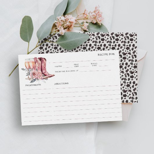 ブーツ&バブリーエレガントピンクブライダルシャワーレシピ エンクロージャーカード