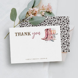 ブーツ&バブリーエレガントピンクブライダルシャワー ノートカード