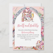 ブーツ&バブリーピンクビーチウェスタンブライダルシャワー 招待状 (正面)