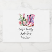 ブーツ&バブリーピンクブライダルシャワー スパークリングワインラベル (シングルラベル)