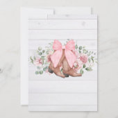 ブーツ&バブリーピンクボウ女性のカーボーイブライダルシャワー 招待状 (裏面)