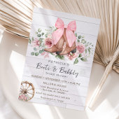 ブーツ&バブリーピンクボウ女性のカーボーイブライダルシャワー 招待状