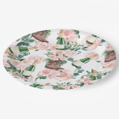 ブーツ&バブリーフローラシャンパンブライダルシャワー ペーパープレート (アングル)