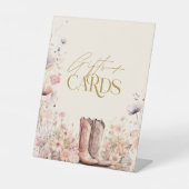 ブーツ&バブリーフローラ女性のカーボーイギフトカードブライダル 台座サイン (正面)