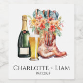 ブーツ&バブリーブライダルシャワーワインラベル ワインラベル (シングルラベル)