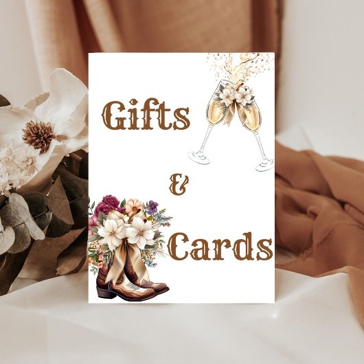 ブーツ&バブリーボホウェスタンブライダルシャワーウェルカム 台座サイン