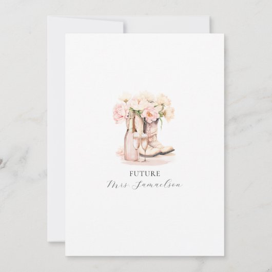 ブーツ&バブリー女性のカーボーイシャンパンブライダルシャワー 招待状 (裏面)