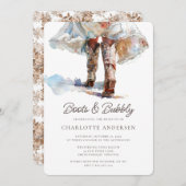 ブーツ&バブリー女性のカーボーイブライダルシャワー招待 招待状 (正面/裏面)