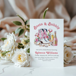 ブーツ&バブリー沿岸女性のカーボーイピンクブライダルシャワー 招待状
