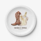 ブーツ&バブリー素朴ウェスタンブライダルシャワー ペーパープレート (正面)