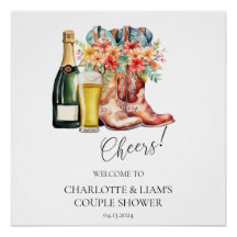 ブーツ、バブリー、ブルーズシャワー歓迎サイン