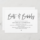 ブーツ&バブリー、モダンカジュアルブライダルシャワー 招待状 (正面/裏面)
