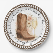 ブーツ&バブルカントリーウエスタンブーツブライダルシャワー ペーパープレート (正面)