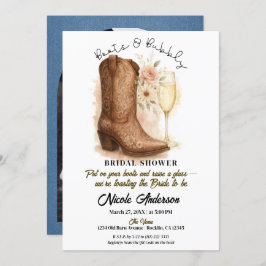 ブーツ&バブルカントリーウエスタンブーツブライダルシャワー 招待状