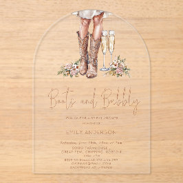 ブーツ&バブルカントリーブライダルシャワー アクリル招待状