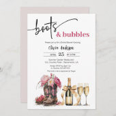 ブーツ&バブルブライダルシャワー招待カード 招待状 (正面/裏面)