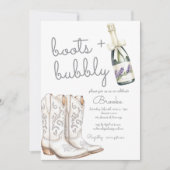 ブーツ&バブルホワイトブライダルシャワー 招待状 (正面)