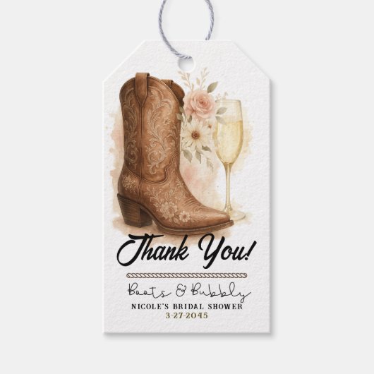 ブーツ＆バブルリーカントリーウェスタンブート結婚前お披露目 ギフトタグ (正面)