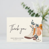 ブーツ＆バブルリー ウェスタン ブライダル シャワー サンキューカード (スタンド正面)