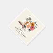 ブーツ & バブルリー ウェスタン ブライダル シャワー スタンダードカクテルナプキン (角)