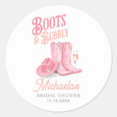 ブーツ&バブルリー ウエスタンカウガール ピンク ブライダルシャワー ラウンドシール (正面)