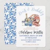 ブーツ＆バブルリー エレガントラスティック フローラル ブライダルシャワー 招待状 (正面/裏面)