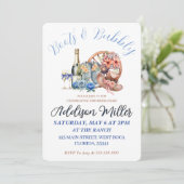 ブーツ＆バブルリー エレガントラスティック フローラル ブライダルシャワー 招待状 (スタンド正面)