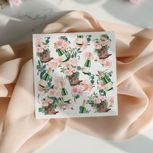 ブーツ&バブルリー フローラル シャンパン ブライダルシャワー スタンダードカクテルナプキン