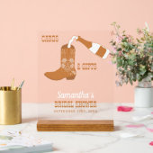 ブーツ バブルリー ラスティック ウエスタン カントリー ブライダル シャワー アクリルサイン (ウェディング)