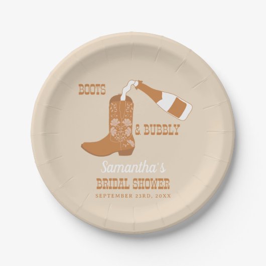 ブーツ バブル カントリー ウエスタン ブライズシャワー ペーパープレート (正面)