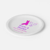 ブーツ＆バブル チャンピーンボトル ブライダルシャワー ピンク ペーパープレート (アングル)