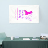 ブーツ＆バブル チャンピーンボトル ブライダルシャワー ピンク 横断幕 (トレードショー)