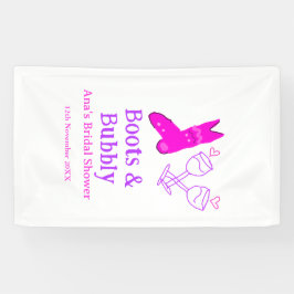 ブーツ＆バブル チャンピーンボトル ブライダルシャワー ピンク 横断幕