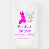 ブーツ＆バブル チャンピーンボトル ブライダルシャワー ピンク 横断幕 (縦)