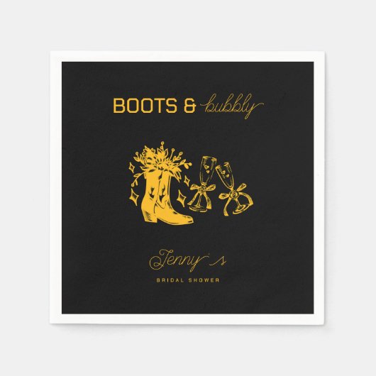 ブーツ＆バブル ブライズシャワー スタンダードカクテルナプキン (正面)