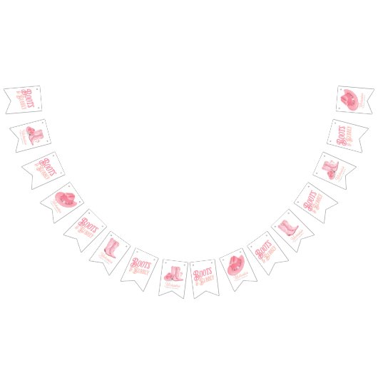 ブーツ&バブーブリーウェスタン女性のカーボーイピンクブライダルシャワー バンティングフラッグ