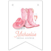 ブーツ&バブーブリーウェスタン女性のカーボーイピンクブライダルシャワー バンティングフラッグ