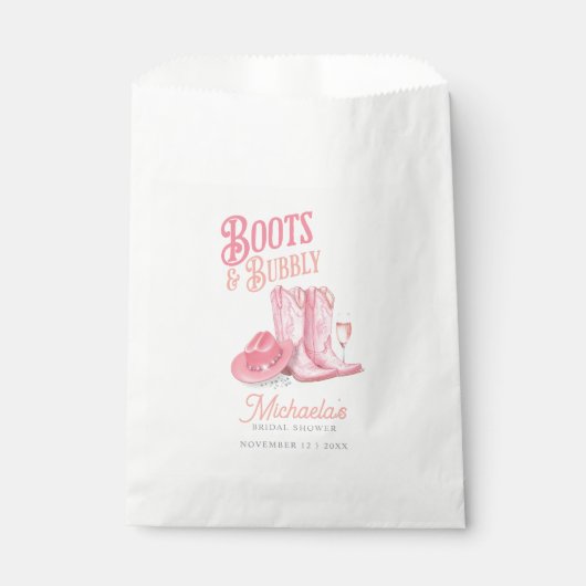 ブーツ&バブーブリーウェスタン女性のカーボーイピンクブライダルシャワー フェイバーバッグ (正面)