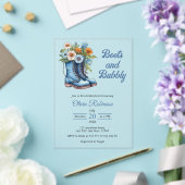 ブーツ&バブーブリーウェスタン女性のカーボーイブルーブライダルシャワー アクリル招待状 (インサイチュ (ウェディング))