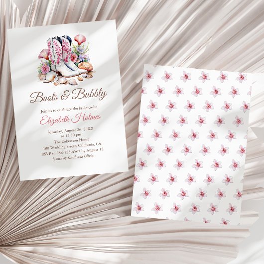 ブーツ&バブーブリーコスタル女性のカーボーイブライダルシャワーインビ 招待状